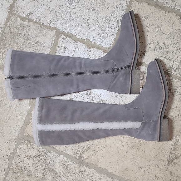 Anthropologie Liendo by Seychelles Gray Suede Tall Boots Size 9 - Picture 4 of 12